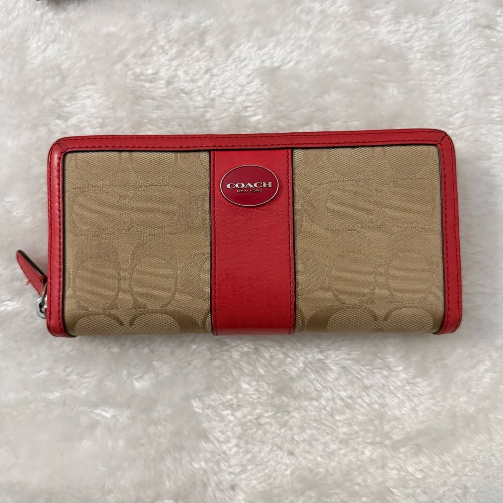 Coach Tan and Red Wallet